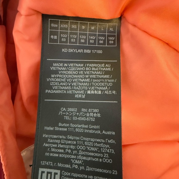 Burton Skylar Snow Bib 2L Pant YOUTH Kid's Size M US 10 Snowboarding Burgundy - Picture 8 of 11